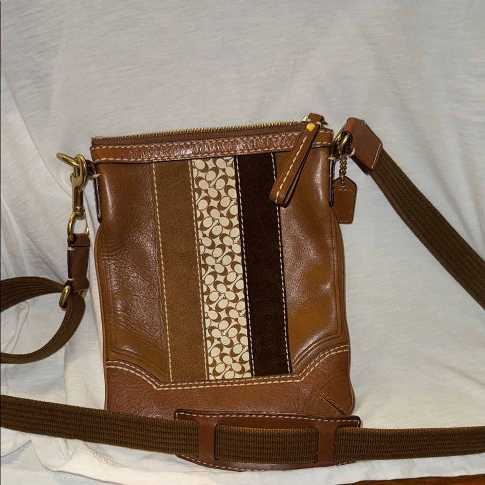 Coach Brown and Tan Leather Bag
